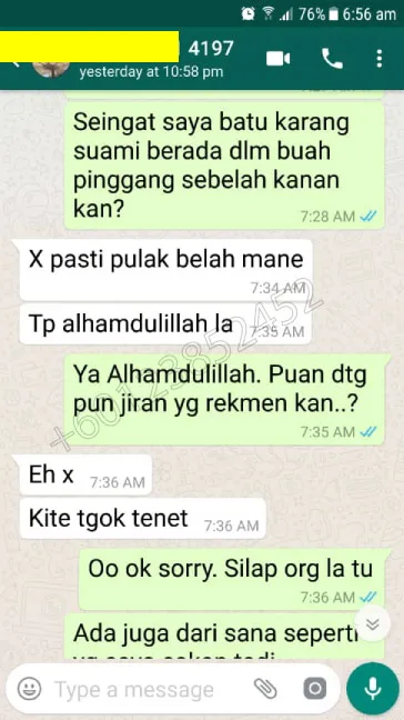💬 “Ingat lagi dulu telefon dari Bukit Payong tanya lokasi klinik. Syukur sekarang suami dah lega.”